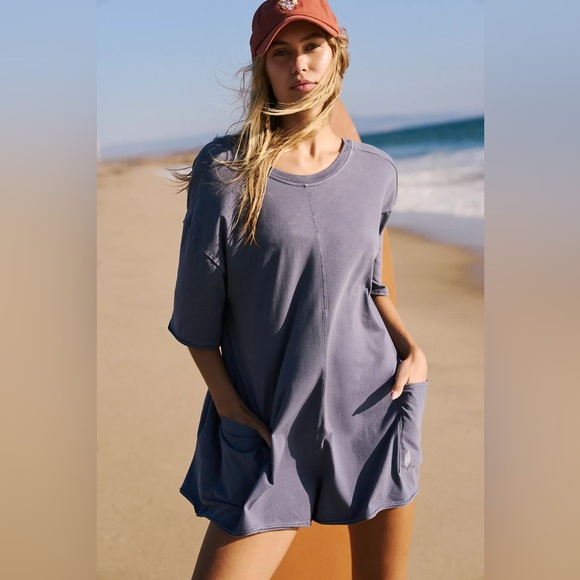 Free People Hot Shot Tee Romper💙 - Picture 7 of 11